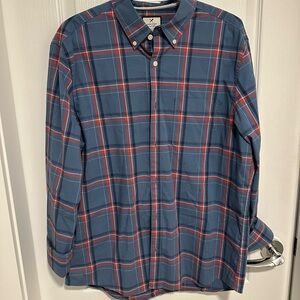 Men's Blue and Red Plaid Shirt